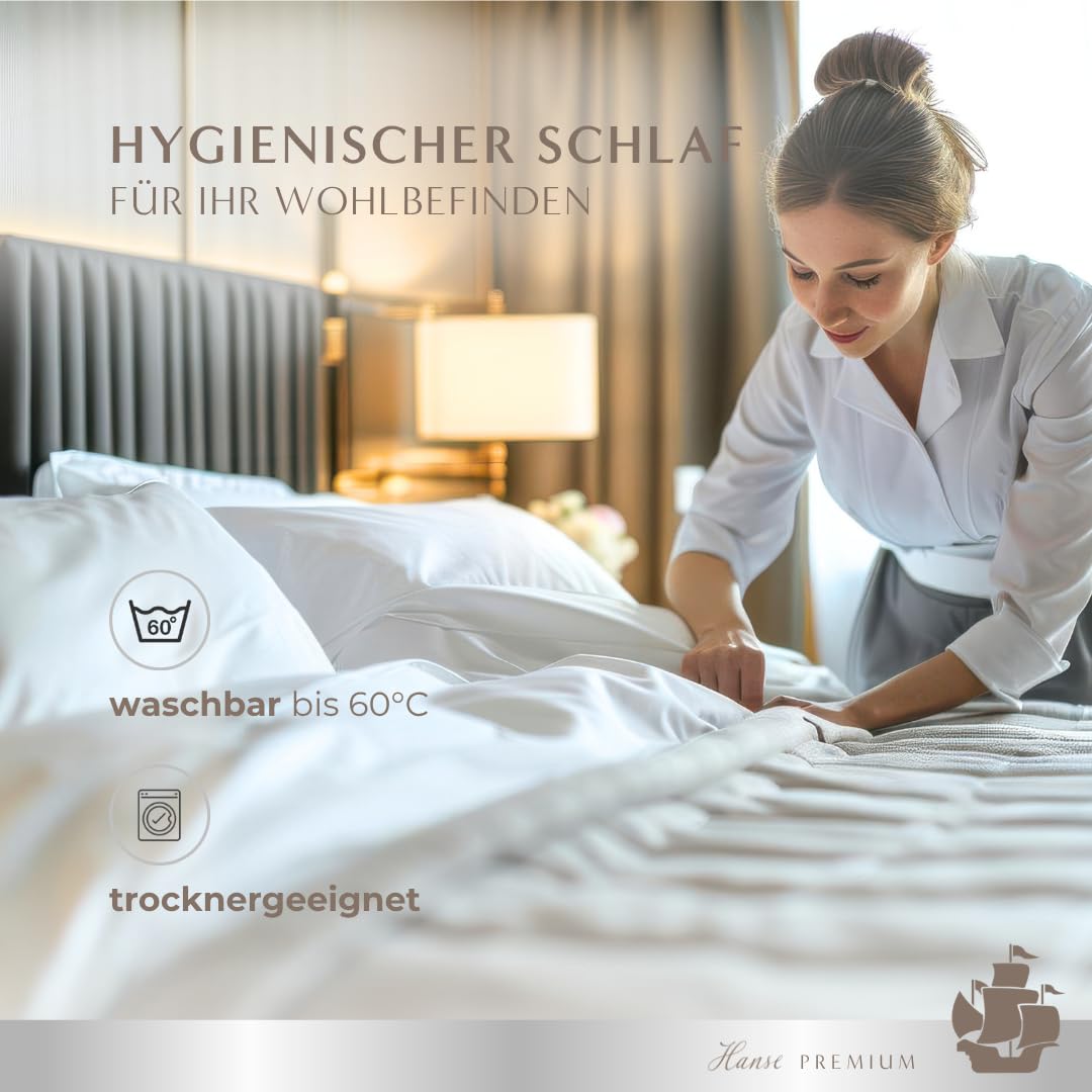 Hanse Premium Seitenschläferkissen 40 x 145 cm, Komfortables Kissen aus Daunen & Federn für Seitenschläfer, mit 3-Kammer-System, geeignet als Schwangerschafts- und Stillkissen, Made in Germany