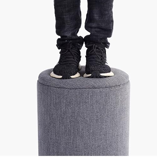 Miniatura 5 de Taburete otomano moderno tapizado redondo reposapiés otomano con pies antideslizantes otomana de almacenamiento de tela para sala de estar, muebles