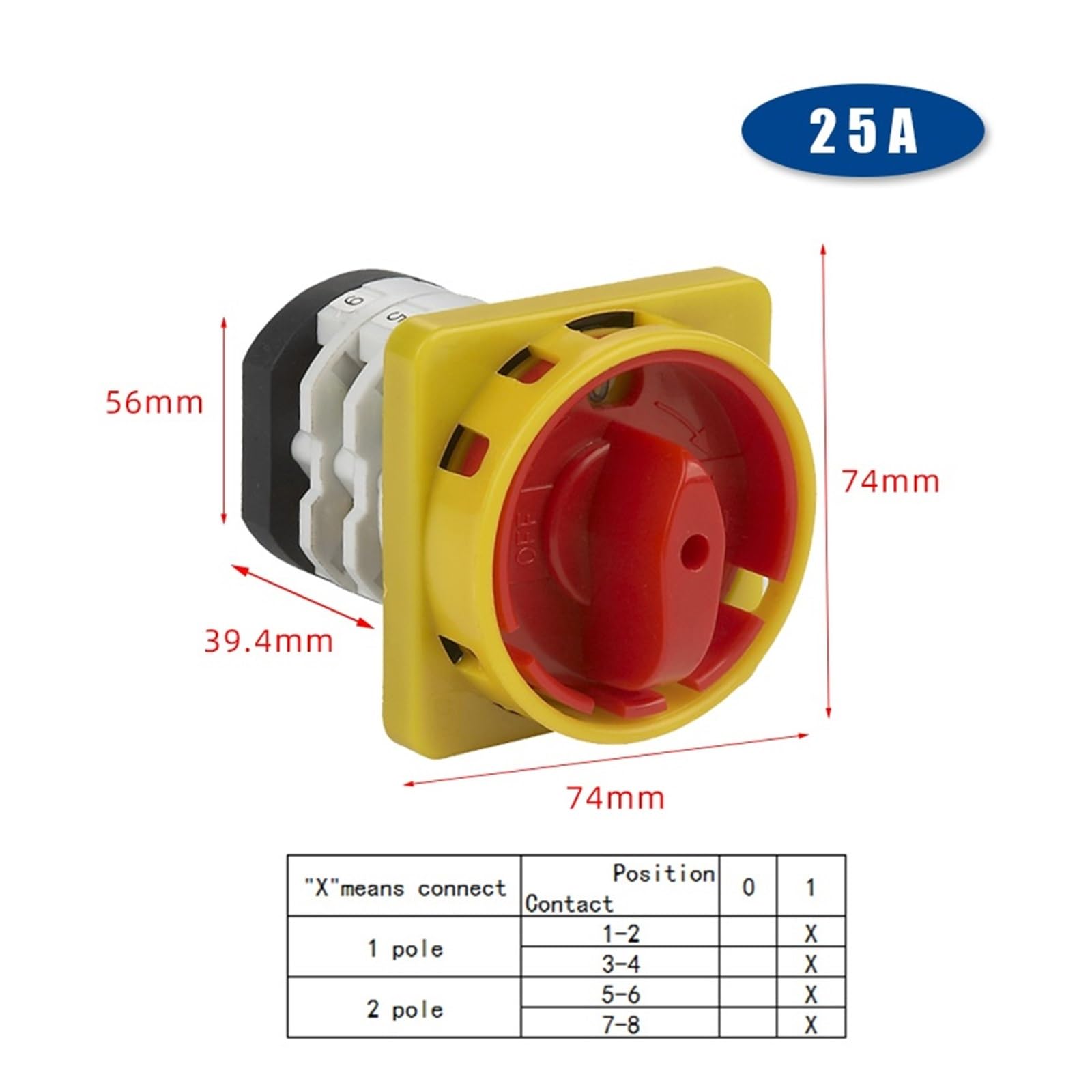 20/25/32/50/75/125A Two Poles Rotary Cam Switch YMZ12 Series Padlock Power Cut Off electronic starter Control(25A) Controls Switches