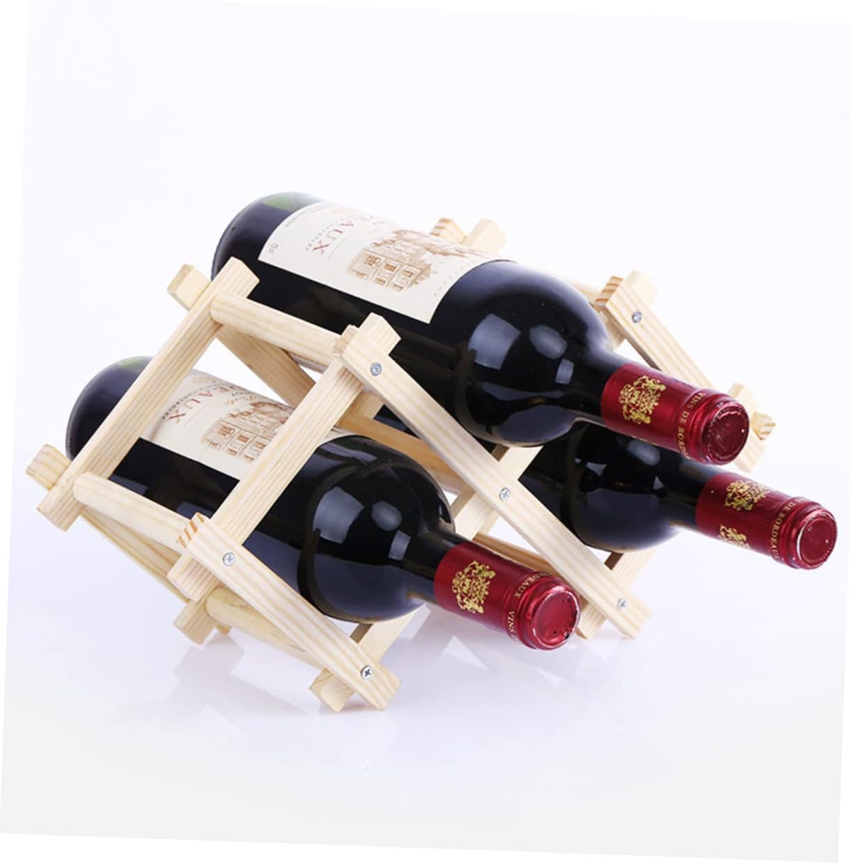Foldable Solid Wood Wine Rack with Separate Compartments for Bottles