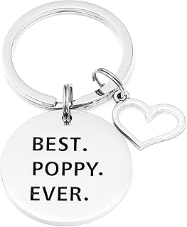 Poppy Gifts Keychain for Men Poppys Key Chain Jewelry Poppy Charm Merch Worlds Best Pappy Stuff Items Present Best Poppy Ever Keyring Poppy Keychain