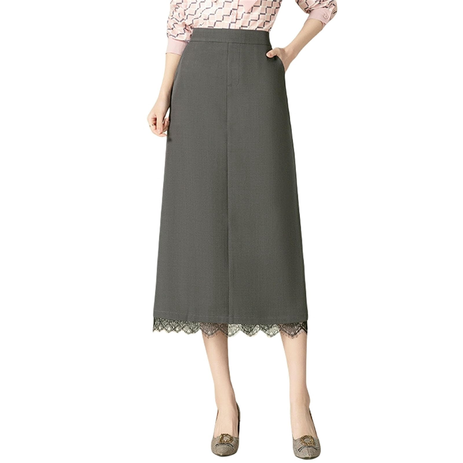 Skirt Hip Women's Spring High Waist Slim Straight Slit Mid-Length One step