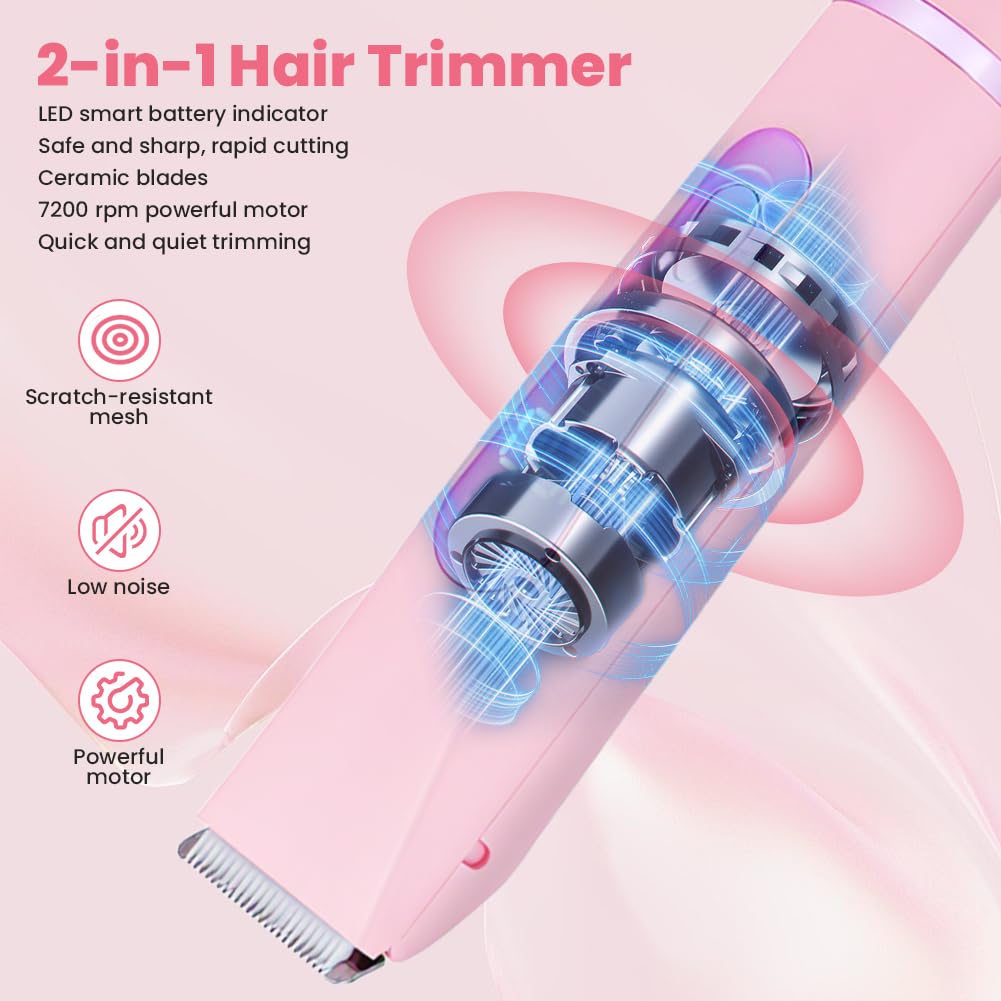 Golarka damska, 2 w 1, elektryczna Dual Head Shaver z wodoszczelnością IPX7, golarka intymna dla kobiet, ładowanie przez USB, wyświetlacz LCD, trymer do bikini, depilator do twarzy, pach, ramion