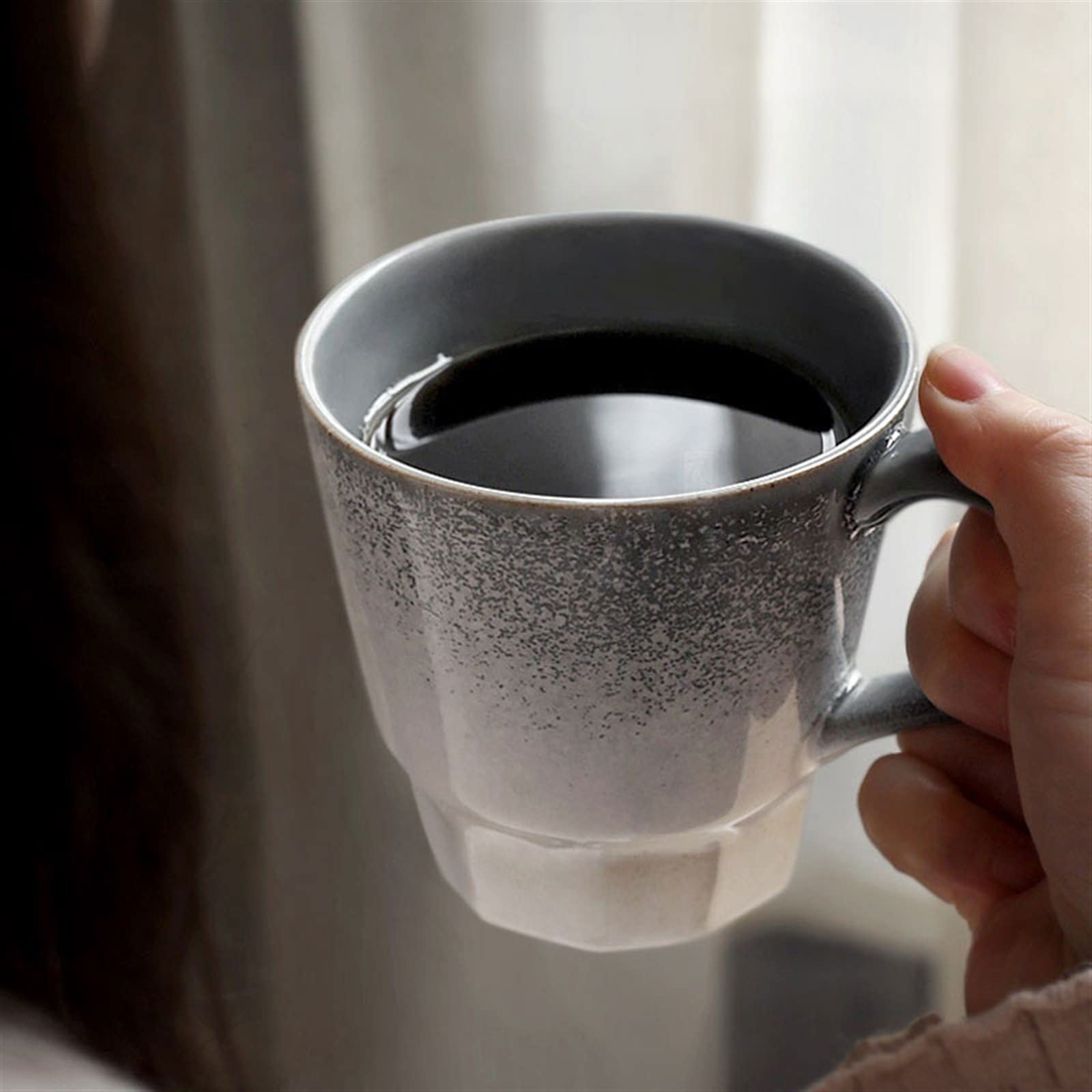Becher 280ML Handgemachte Kaffeetasse Retro Ofen Wechsel Becher Exquisite personalisierte Paar Wassertasse Hochtemperaturbeständigkeit Kaffeetasse (Farbe: Grau)