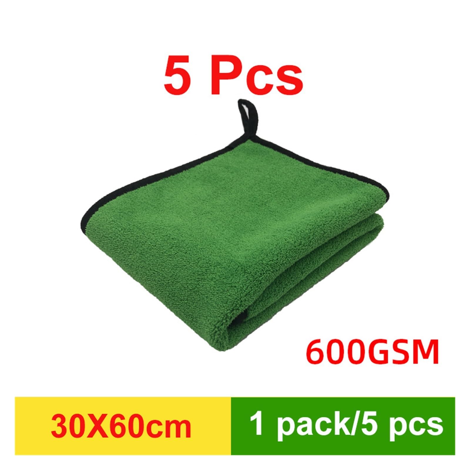 Autowasch-Mikrofasertuch Auto-Mikrofaser-Reinigungstuch Trockentuch Autopflegetuch Detaillierung Mikrofasertuch(30x60x5pcs 600GSM)