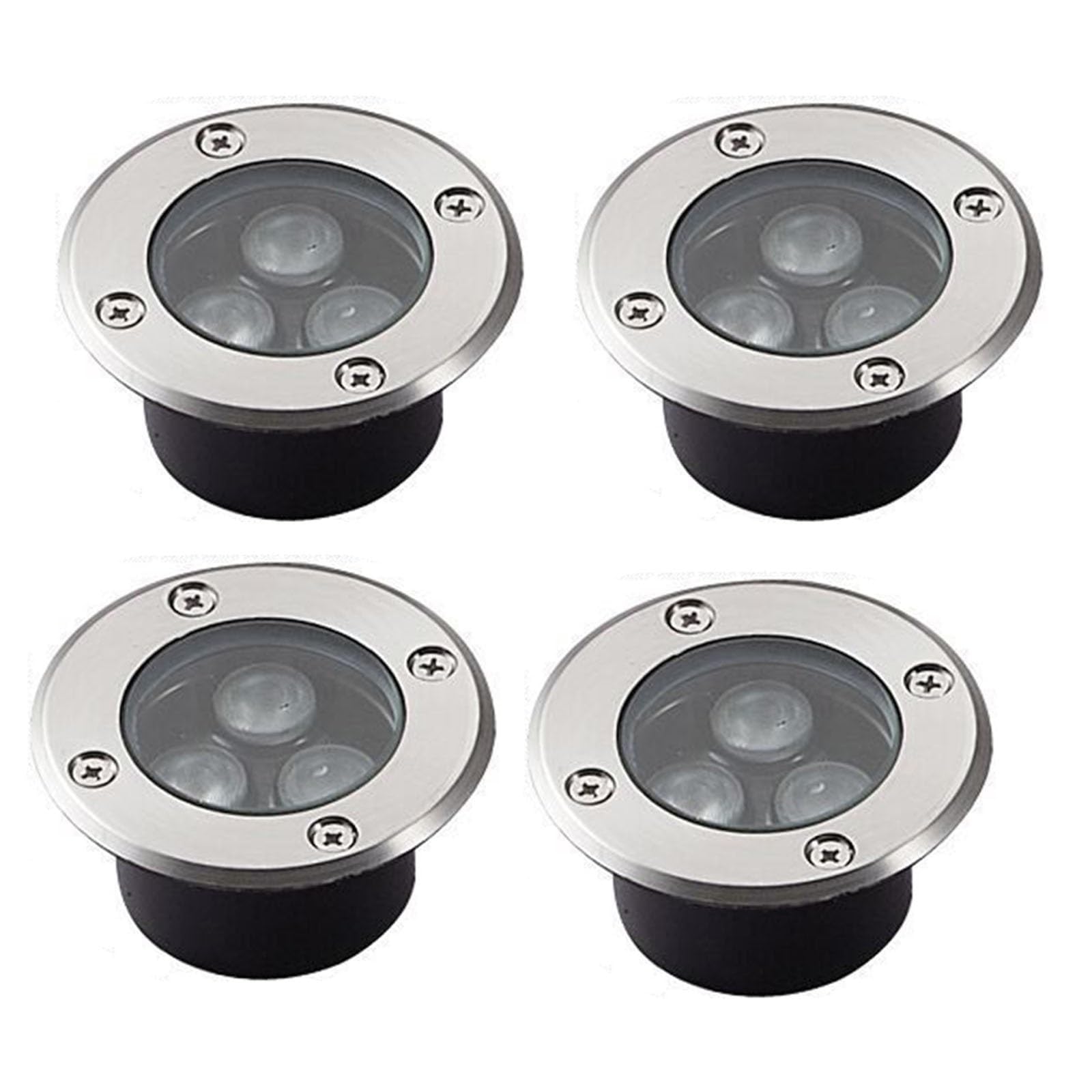 Lampa ogrodowa LED, 4 sztuki, reflektor zewnętrzny LED 3 W – ultracienkie, wodoszczelne (IP67) lampy do zabudowy w ogrodzie, łącznie ze zintegrowaną lampą stojącą na taras, chodnik i do ogrodu