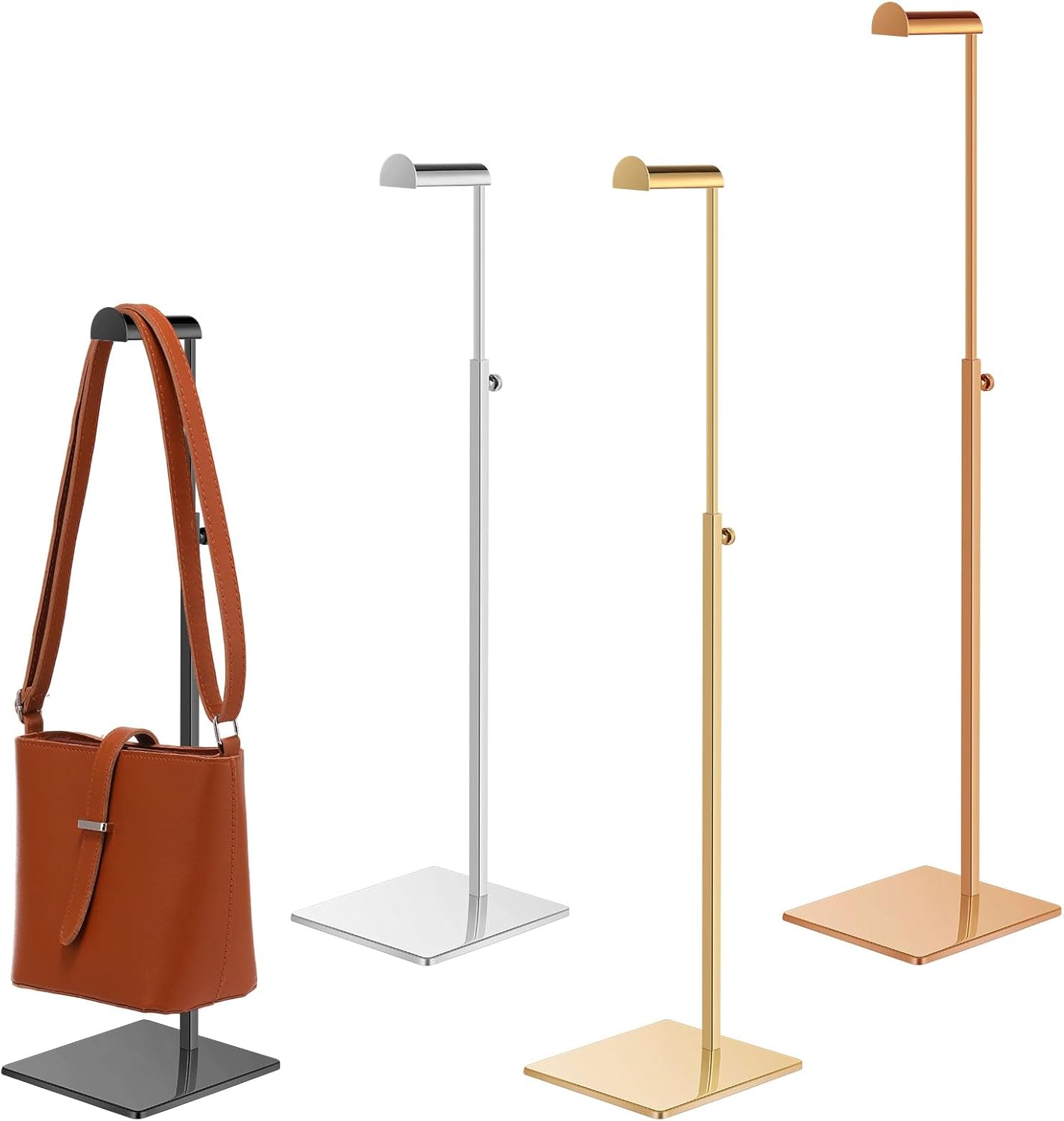 4 Pcs Stainless Steel Purse Display Stand Handbag Display Stand Rack Adjustable