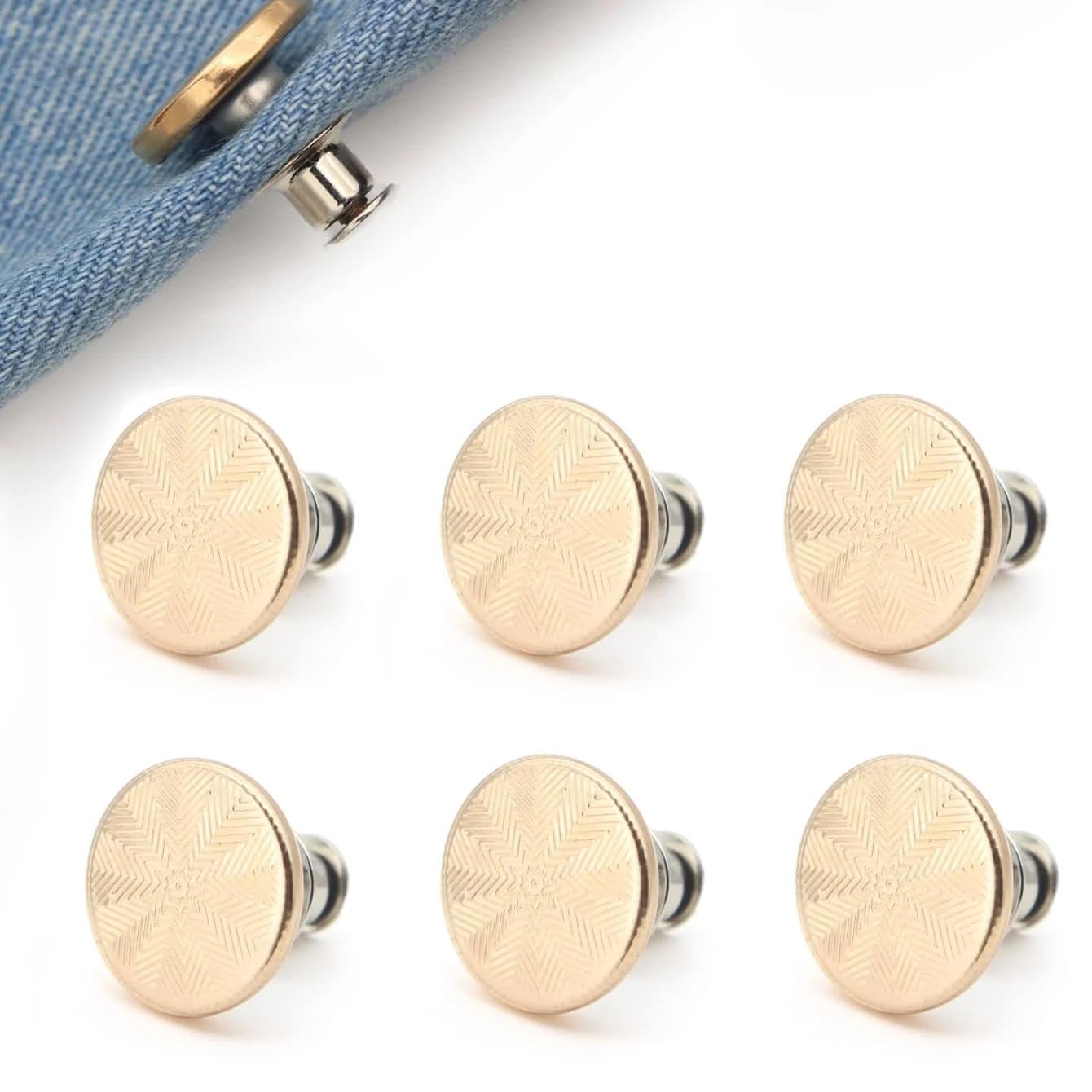 SOLDOUT 6 PCS Jeans Waist Buttons Nail Free Adjustable Waist Extenders Buttons Detachable Clothing Pants Waist Buckle (Pack of 6, Brass)