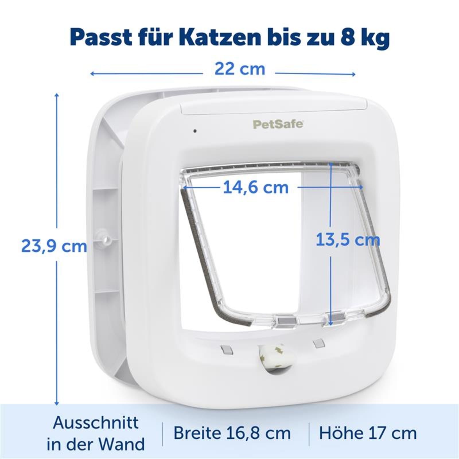 PetSafe - Mikrochip-Katzenklappe - Außen- oder Innentür für Katzen - RFID-Zugang für bis zu 40 Haustiere - 4 Verschlussoptionen, Wetterfest, Einfache DIY Montage - Weiß