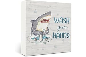 Hark Lover Bathroom Decor: Wash Your Hands Shark Wooden Box Sign