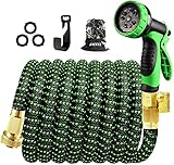 Expandable Garden Hose 50ft,Water Hose 50ft,Hose Pipes with 10 Function Nozzle and Solid Fittings Connectors, Easy Storage Hosepipe Garden Hoses (50ft)