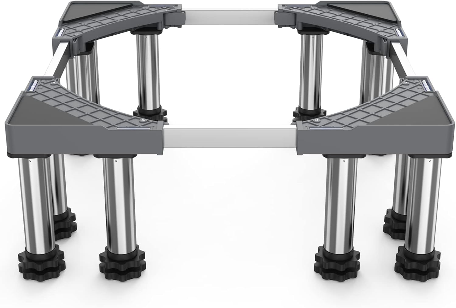 DEWEL Base per Lavatrice 12 Piedi, Lunghezza Regolabile 43-57 CM, Altezza 18-20 CM, Capacità Di Carico 500 KG Base Lavatrice Regolabile Per Asciugatrice, Frigorifero e Congelatore (Nero)