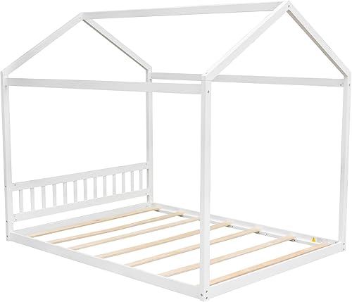 Miniatura 7 de Cama de casa Queen Montessori de madera para niños, cabaña de madera, tienda de campaña, toldo para niñas, niños, adolescentes y adultos, tamaño