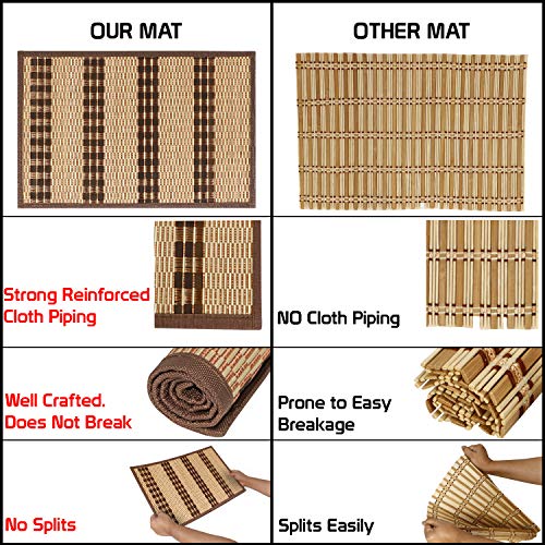 Image of HOKIPO Heat Resistant Wooden Bamboo Dining Table Mats (Brown, AR2817, 45x30 cm) -Set of 6