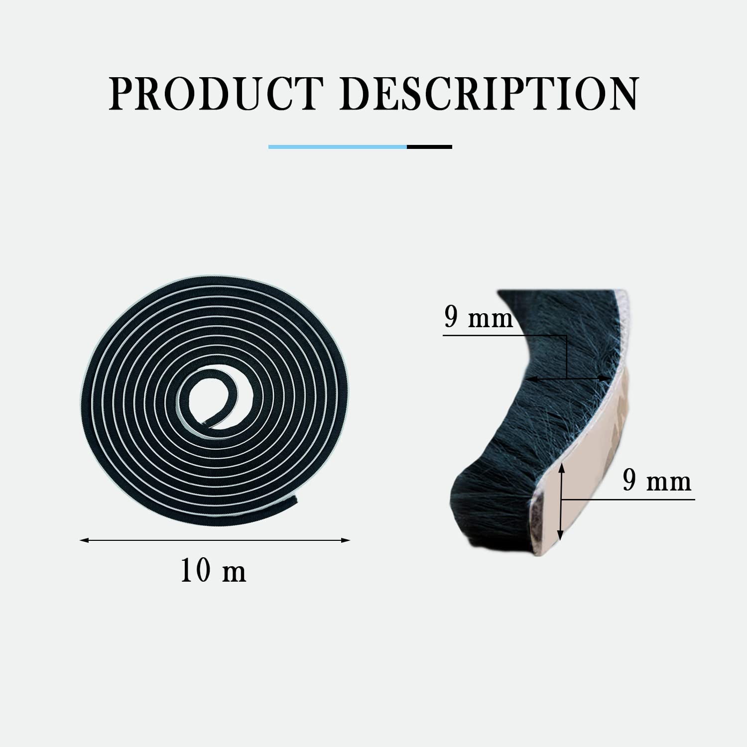 shinfly Borstelafdichting, 9 mm (B) x 9 mm (D) x 5 m (L) DeurafDichting, Zelfklevend, Insectenbescherming, Afdichtingsborstel voor Deur, Raam, Kledingkast, Tochtstopper voor Deuren (5M, Wit