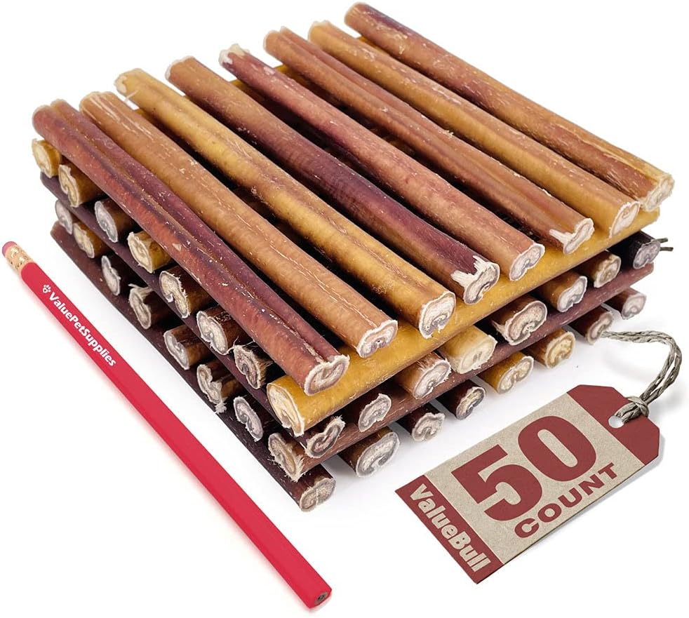 ValueBull Bully Sticks for Dogs, Medium 6 Inch, 50 Count