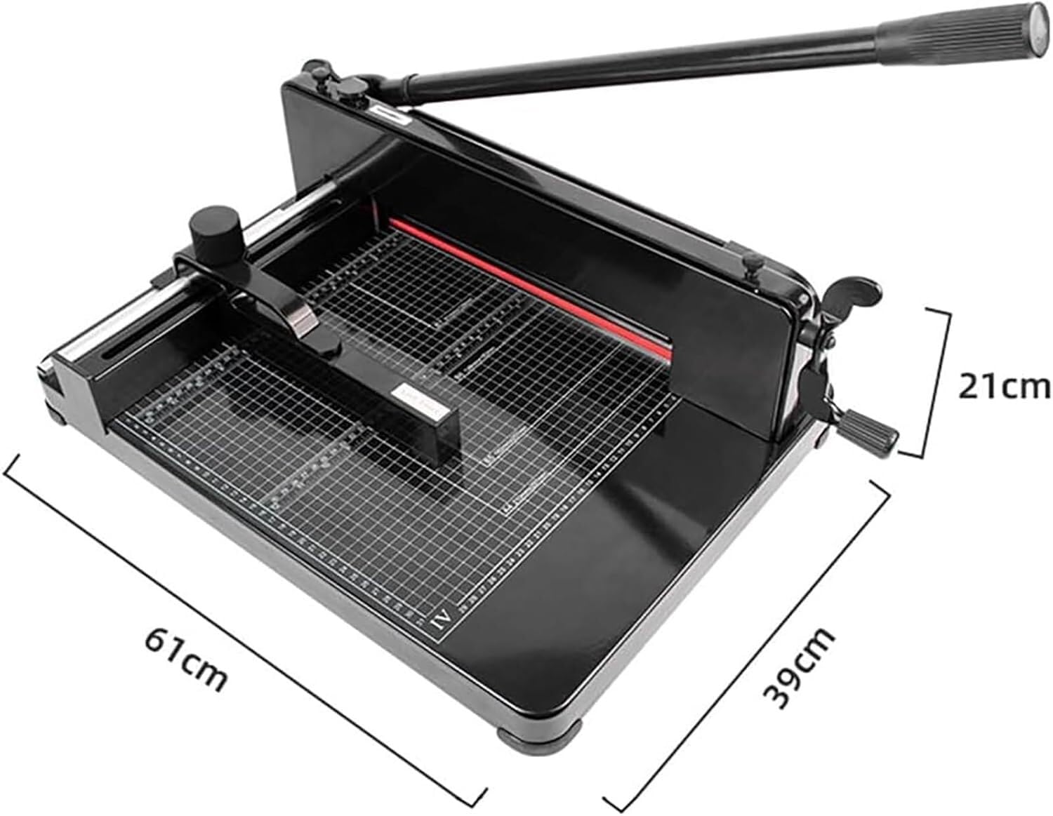 Cortadora Manual A4 de Alta Resistencia con Guillotina y Protectores de Seguridad automáticos, Regla de posicionamiento Ajustable y cuadrículas calibradas.