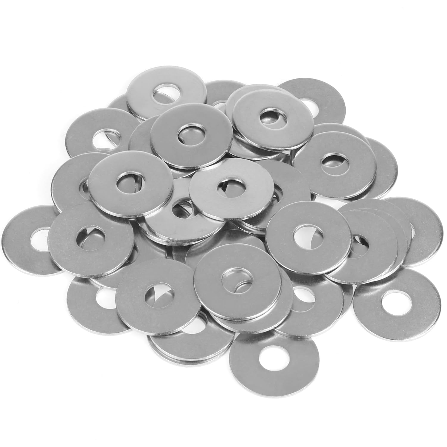 HELIFOUNER 50 Pieces 5/16" Stainless Flat Washers, 1" Outside Diameter, 0.055" Thickness, 18-8 (304) Stainless Steel Washers, Metal Washers, Flat Washers for Bolts Screws