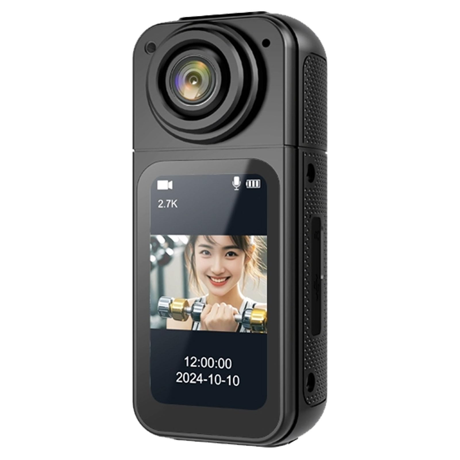 Thumb Action Camera, Wearable Body Worn Camcorder with 1.5 Inch Screen, 180° Adjustable Lens, 2.7K UHD Recording, WiFi APP Control, for Work, Travel (Black)-picture-46