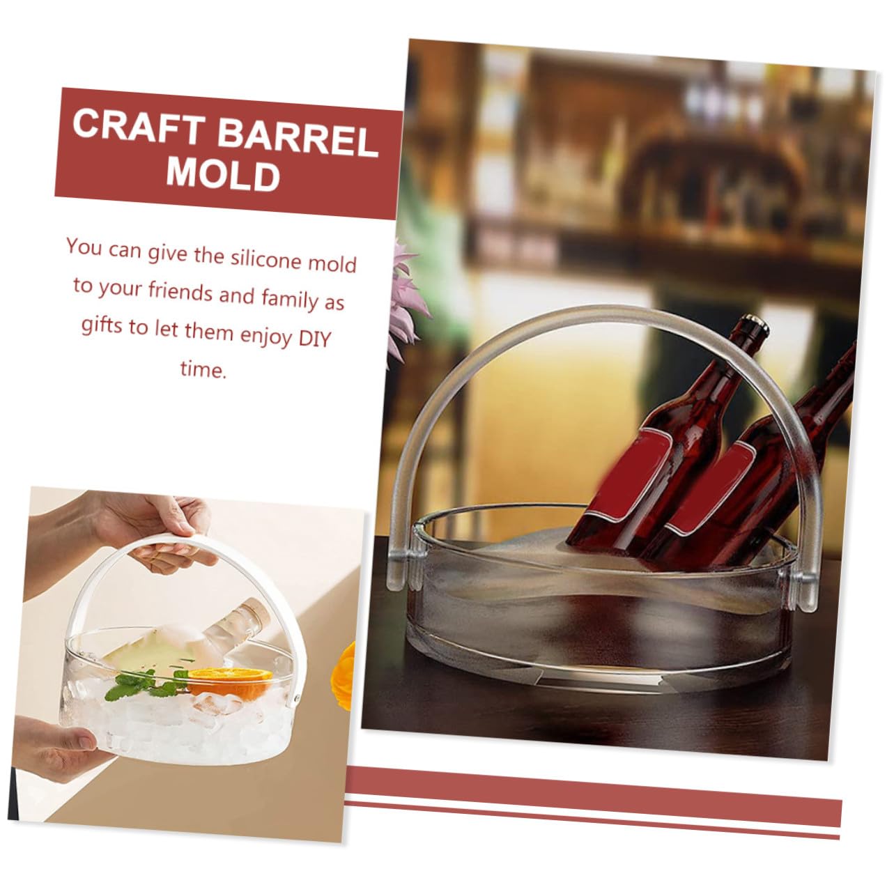 WOONEKY Molde de Silicona para Barril con Mango Molde DIY para Cestas de Almacenamiento de Desmoldar para Manualidades y Organización