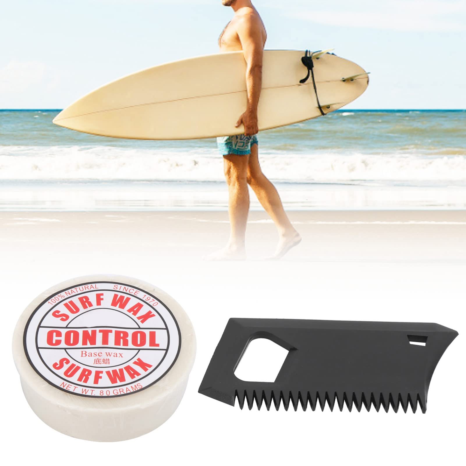 Cera Antiscivolo Skateboard Surf Paraffina per Base Surf Acqua Fredda con Pettine di Cera per Skimboard, Skateboard e Skateboard