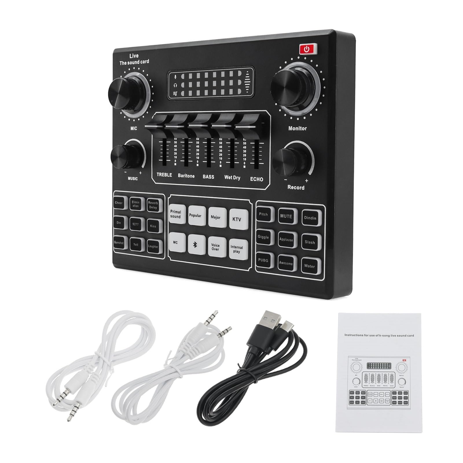 Mezclador de DJ, Tarjeta De Sonido HD, Tarjetas De Sonido En, Mezclador De Audio Externo For Transmisión, Grabación En Casa, KTV, Juego, Música, Canto, PC Y Teléfono, Decks de DJ