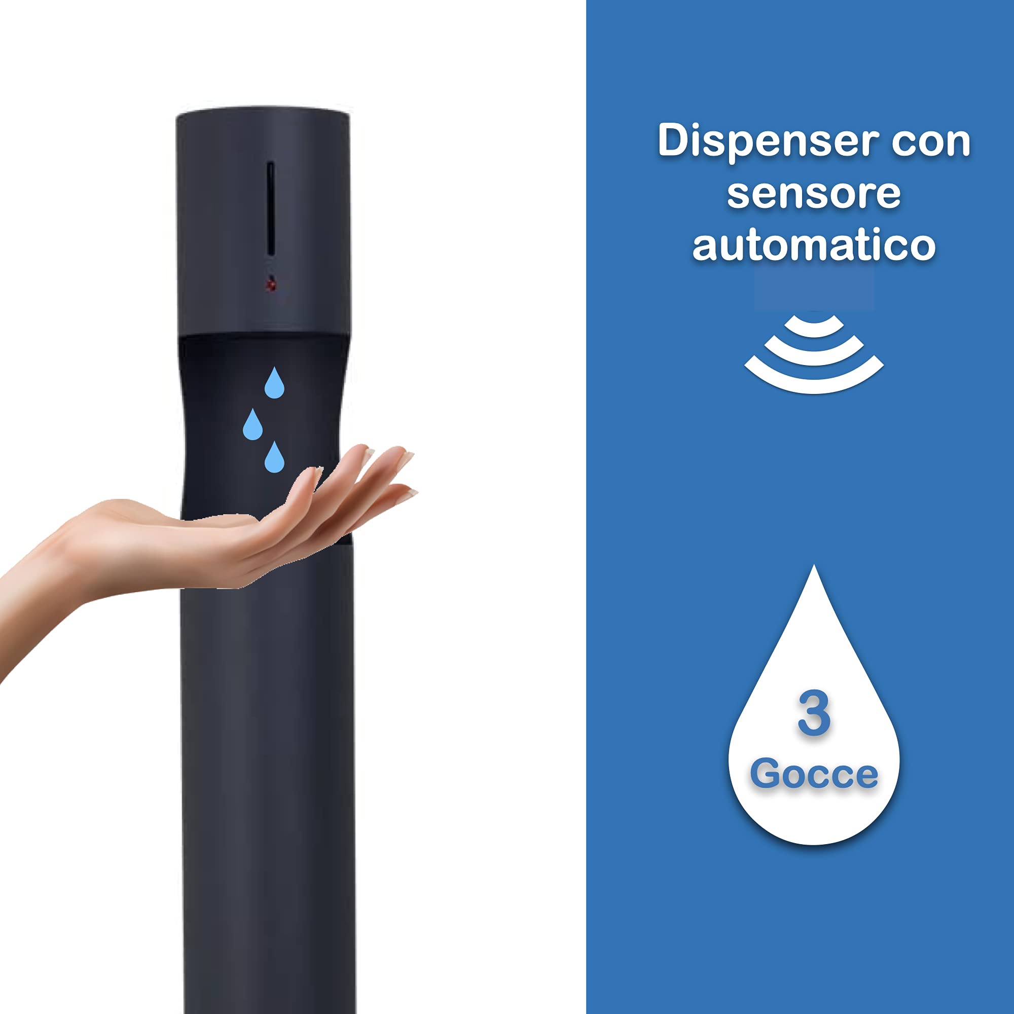Dispensador automático Gocciasana | dosificador automatico gel hidroalcoholico | soporte gel hidroalcoholico