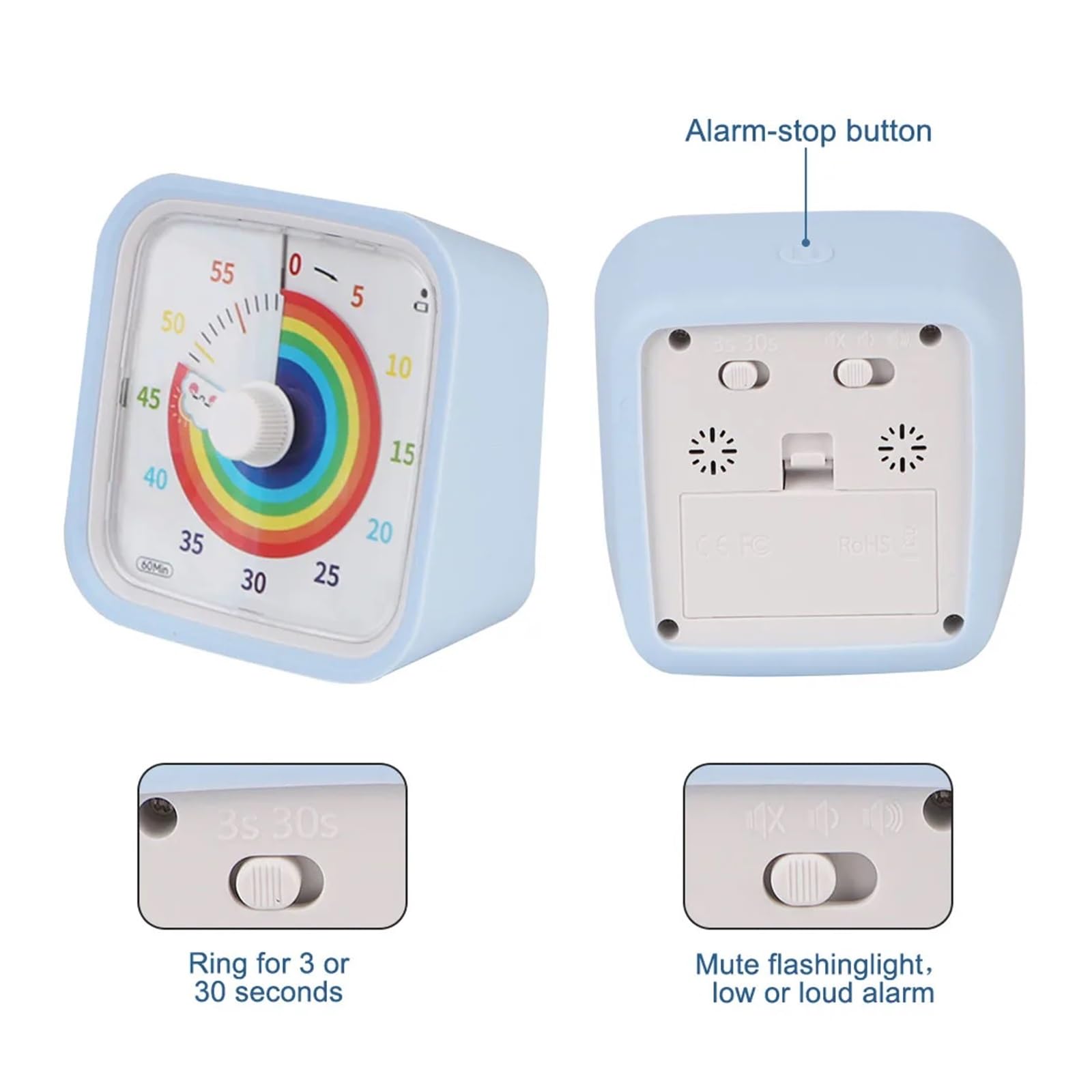 Timer, Countdown-Timer, Plan-Timer, digitaler Timer, Küchentimer, Selbstauslöser for Kinder(Light Blue)