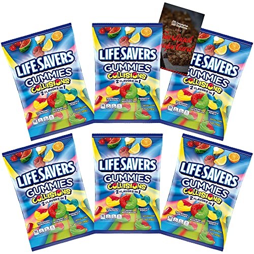 Lifesavers Gummies Collisions Lovers Bulk Pack - 6 Bags Of Lifesavers Collisions Gummies - 42 Ounces Total - 6 Flavors Per Bag - Bonus Cornershop Confections Fun Homemade Snacks Recipe Card Included! #TOP18