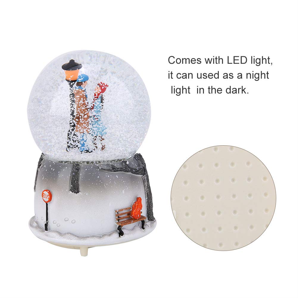 Bola de Nieve Caja de Música con Globo de Nieve Navidad, Bola Cristal Nieve Musical Adorno de Escritorio Hija Niño Recompensa Juguete Familiar Celebrar con Luz LED