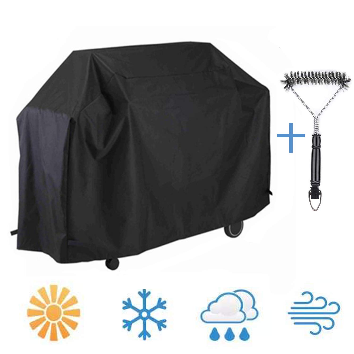 UPODA BBQ Grill Cover 58-inch, Barbecue Gas Grill Cover with Brush, Waterproof Outdoor Heavy Duty UV & Dust & Water Resistant, Weather Resistant, Rip Resistant for Weber Char Broil and More