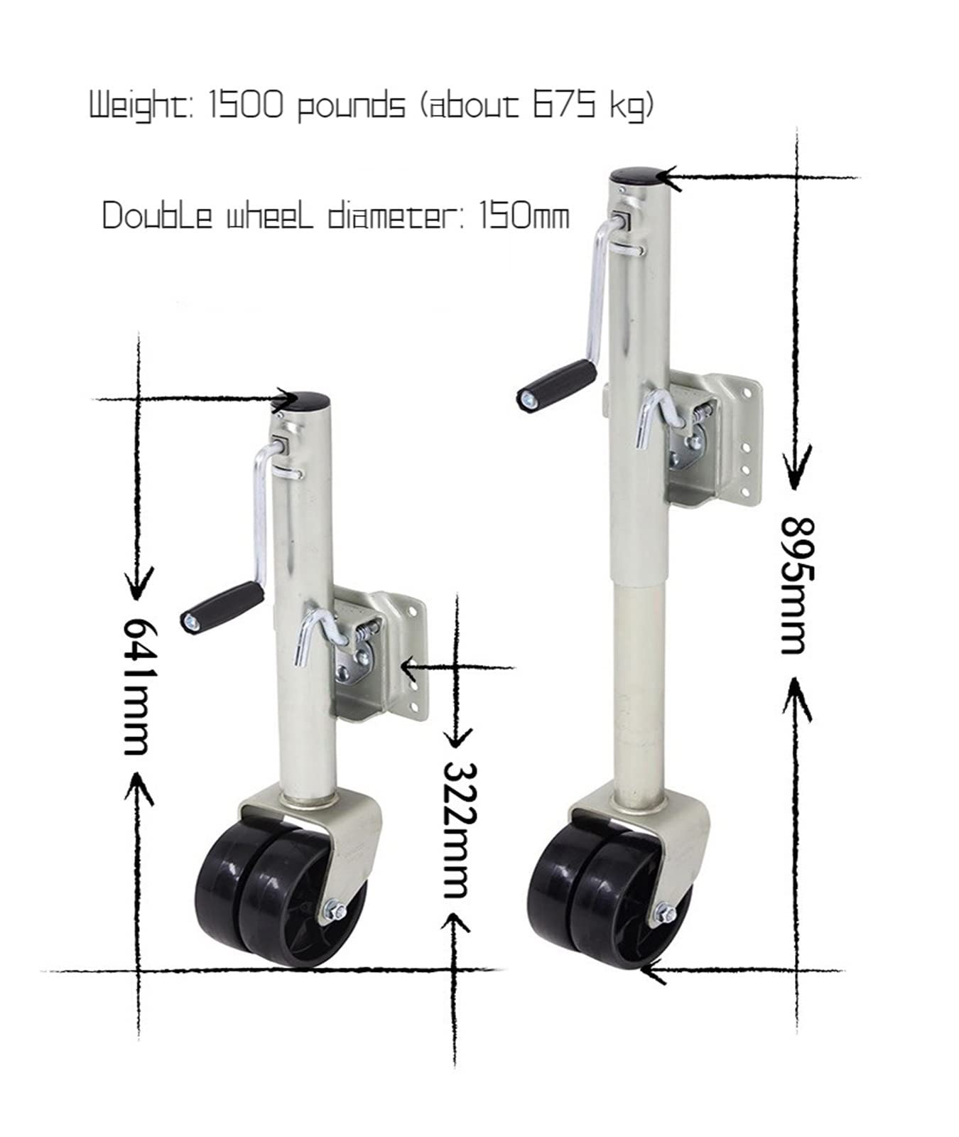 6 Cal podwójne pełne koło Sidewind okrągły obrotowy podnośnik do przyczepy ze śrubą na pojemność 650KG koło kopiujące łódź RV części akcesoria do przyczepy kempingowej, łodzi