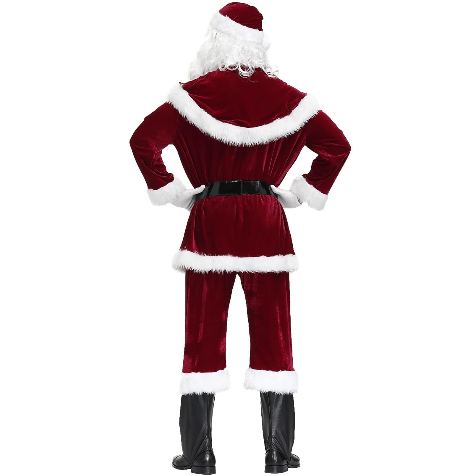 EOZY - Disfraz de Papá Noel para adultos, disfraz de Papá Noel, disfraz completo, vestido rojo de fiesta de Navidad