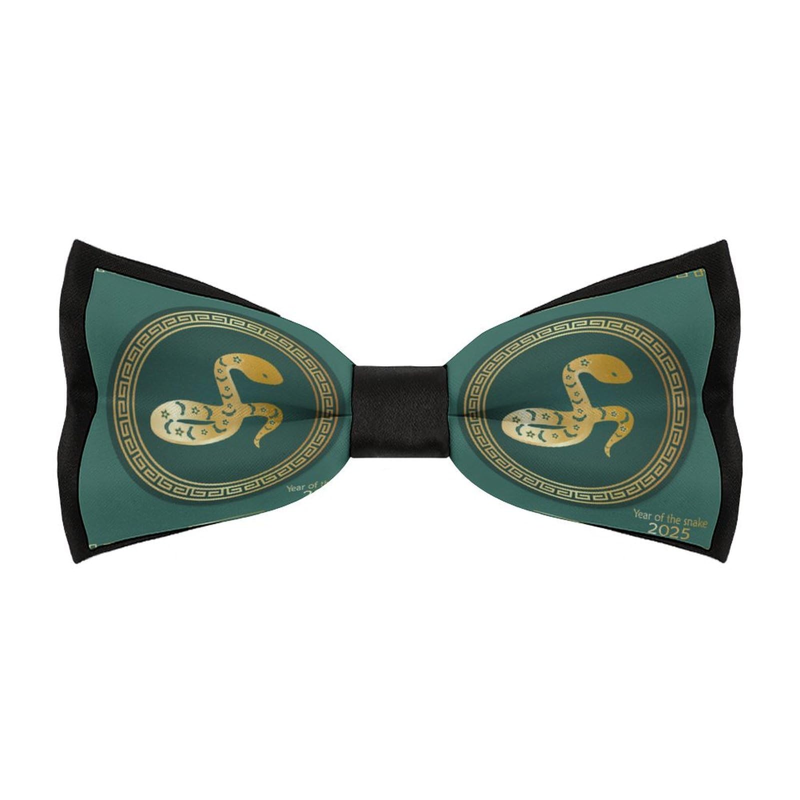 JYYAU Year Of The Snake 2025 Happy Chinese New Year 2025 Bow Tie Adjustable Necktie For Men Business Fashion Pre-tied Tie Neckwear Novelty Accessory For Weddings Party Festival