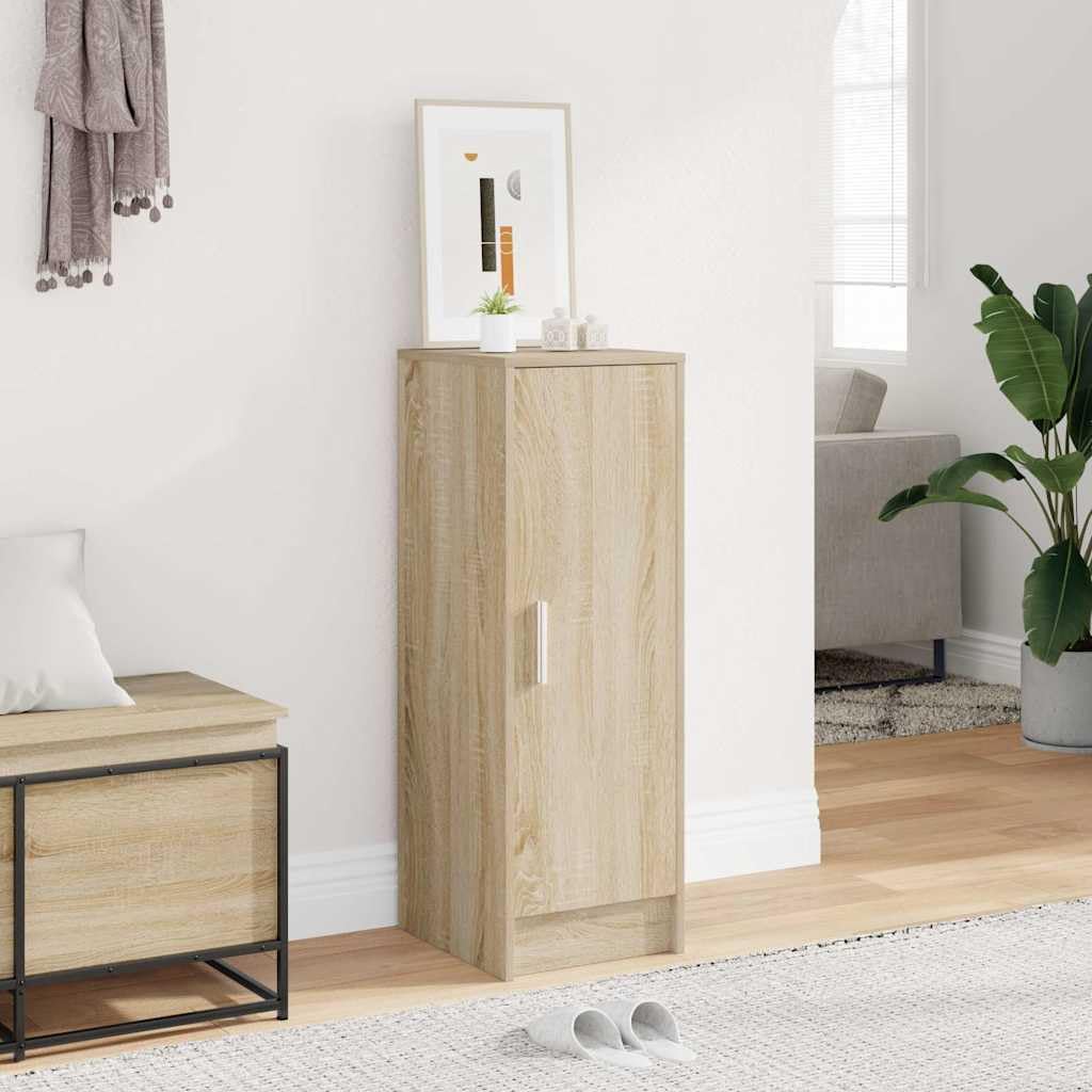 Schuhschrank Sonoma-Eiche 32x35x92 cm Holzwerkstoff | 6 Ablagen, Schrank mit Tür, Staubschutz, Feuchttuch-Reinigung, Robust