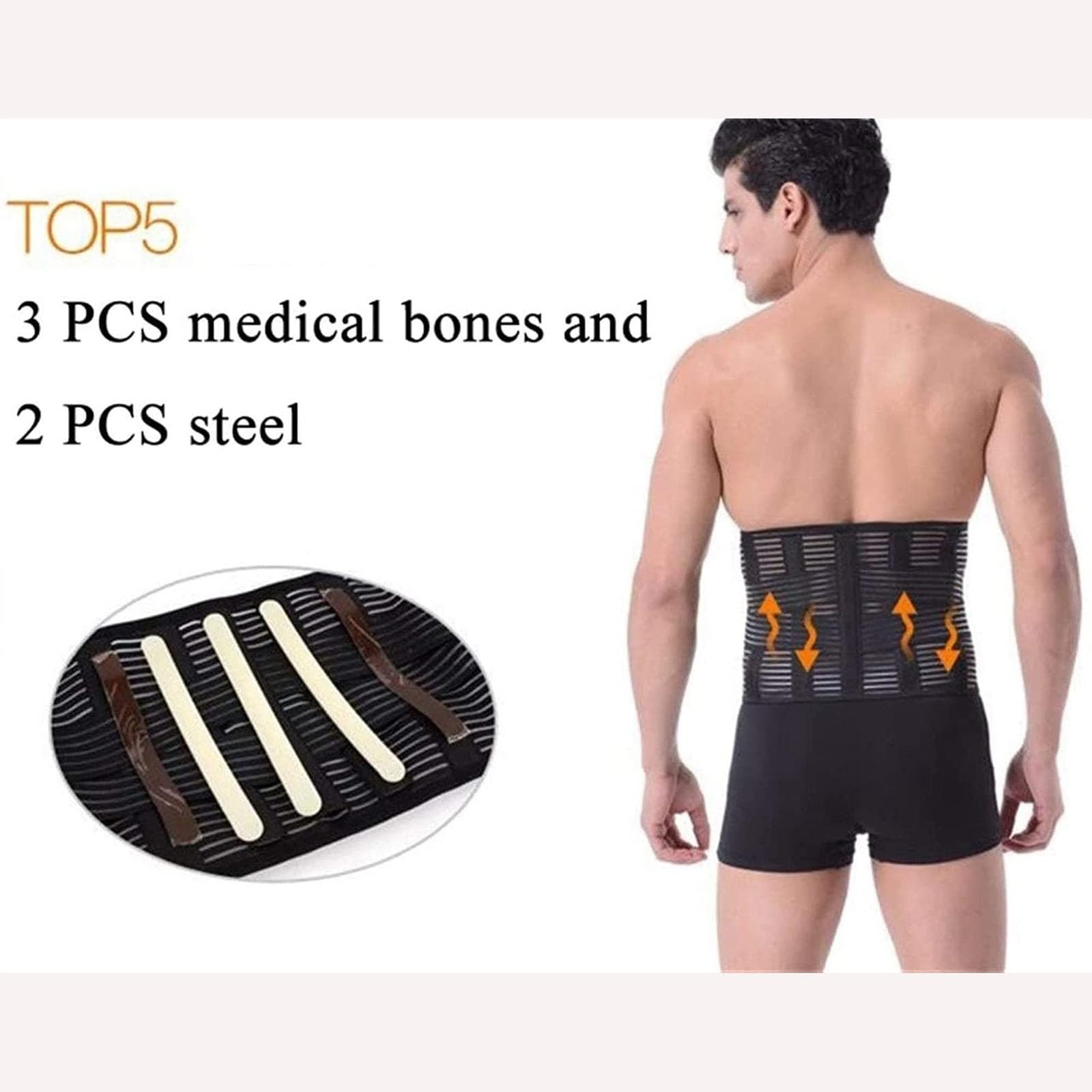 Soporte de espalda para hombre y mujer Cinturón de descompresión lumbar Bariátrico Abdominal Estómago Carpeta Obesidad Cinturón Post Cirugía Barriga Cintura Compresión Envoltura (Negro XL)