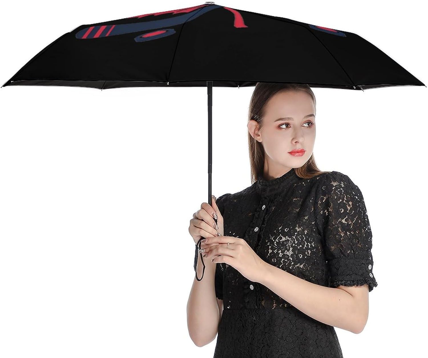 Hockey Sticks Crossed with Canada Maple Portable Automatic Umbrella Windproof Auto Open Close Compact Umbrellas