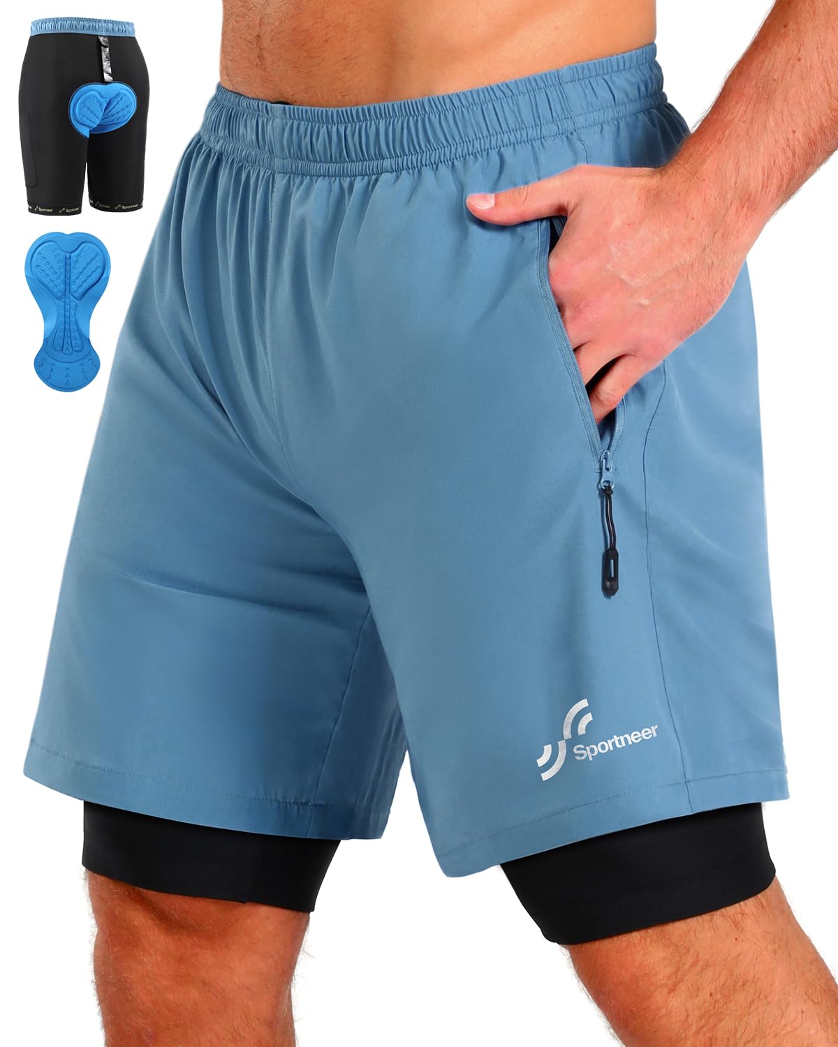 Sportneer Fahrradhose Herren MTB Hose Radlerhose Herren Radhose Mountainbike Hose mit 3D Sitzpolster Radhose Fahrradhose, M-3XL