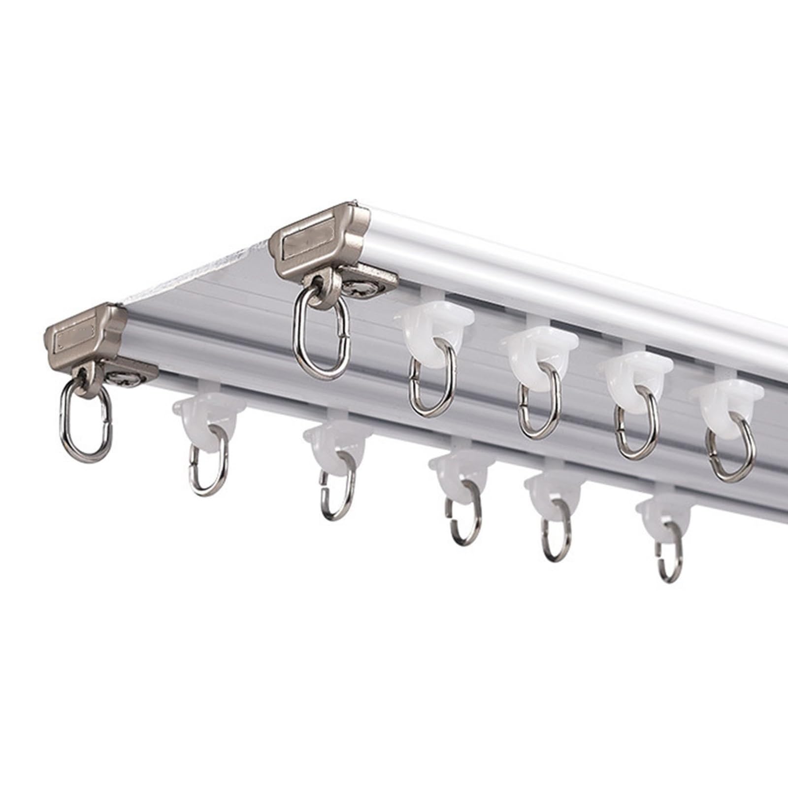Ceiling Curtain Track 1m-6m Curtain Poles Aluminum Double Curtain Track Ceiling Mounted Curtain Rail For Room Divider(White,1m)