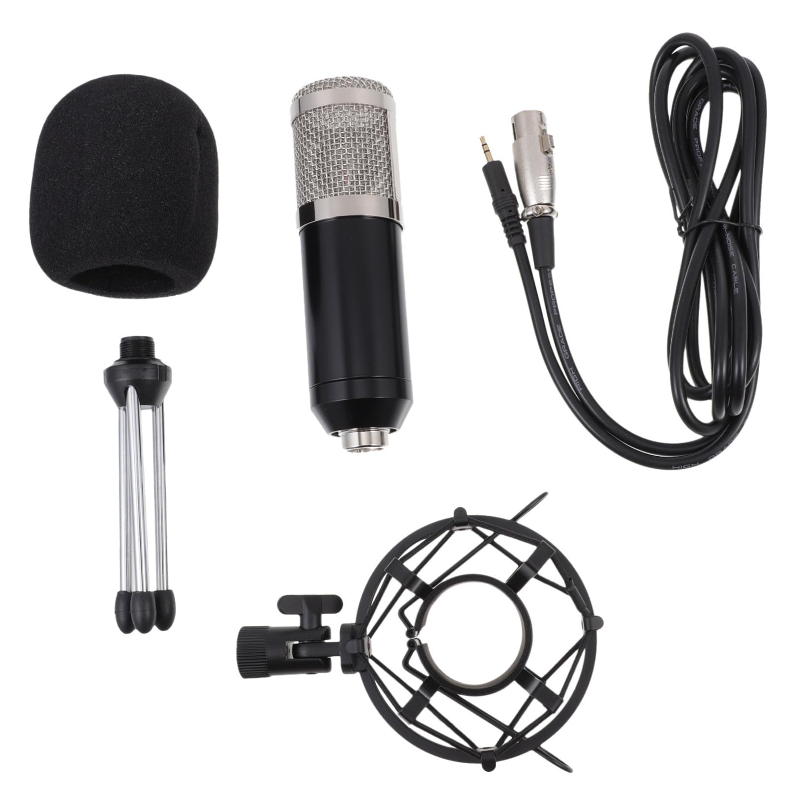 Microfono Condensatore con Cavo per Casa Kit Completo per Ktv e Registrazione Suono Pieno e Nitido Leggero e Facile da Usare