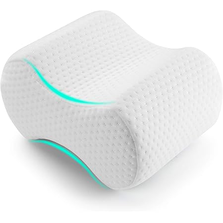 AMERIERGO Memory Foam Knee Pillow for Back, Hip, Leg and Knee Pain Relief & Suitable for Side Sleepers, Pregnant Women… (25 x 19 x 13.5cm)