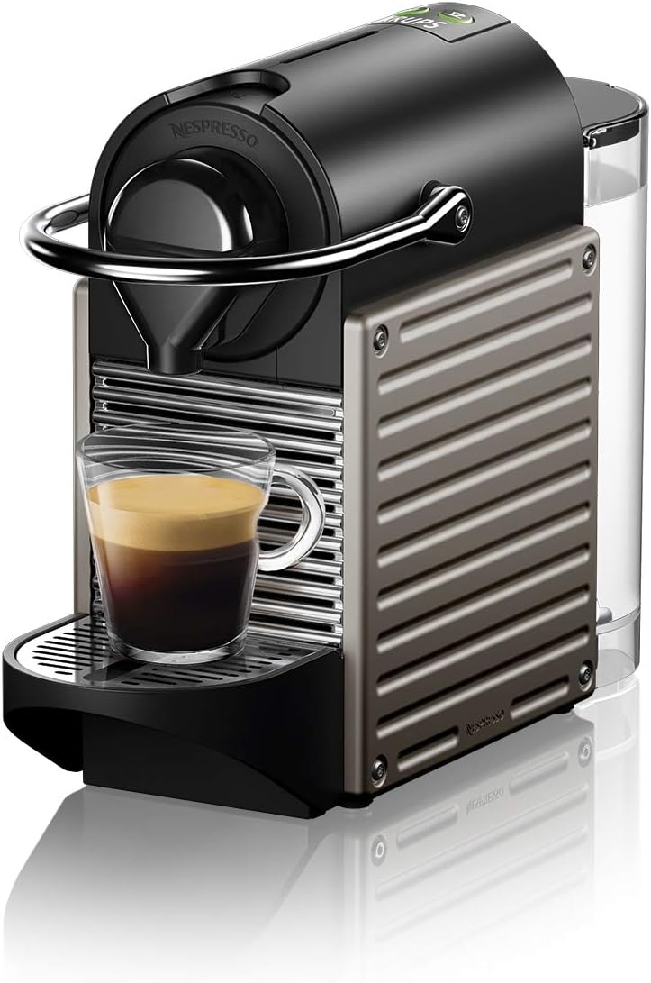 Krups Nespresso XN304TK Pixie - Macchina per caffè Espresso, Ricette Programmabili, 1260 W, Titan, 0.7 Litri