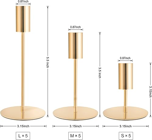 Miniatura 2 de Portavelas cónicos dorados, juego de 15 portavelas cónicos, portavelas cónicos de metal, modernos portavelas decorativos para certerpieces de boda,