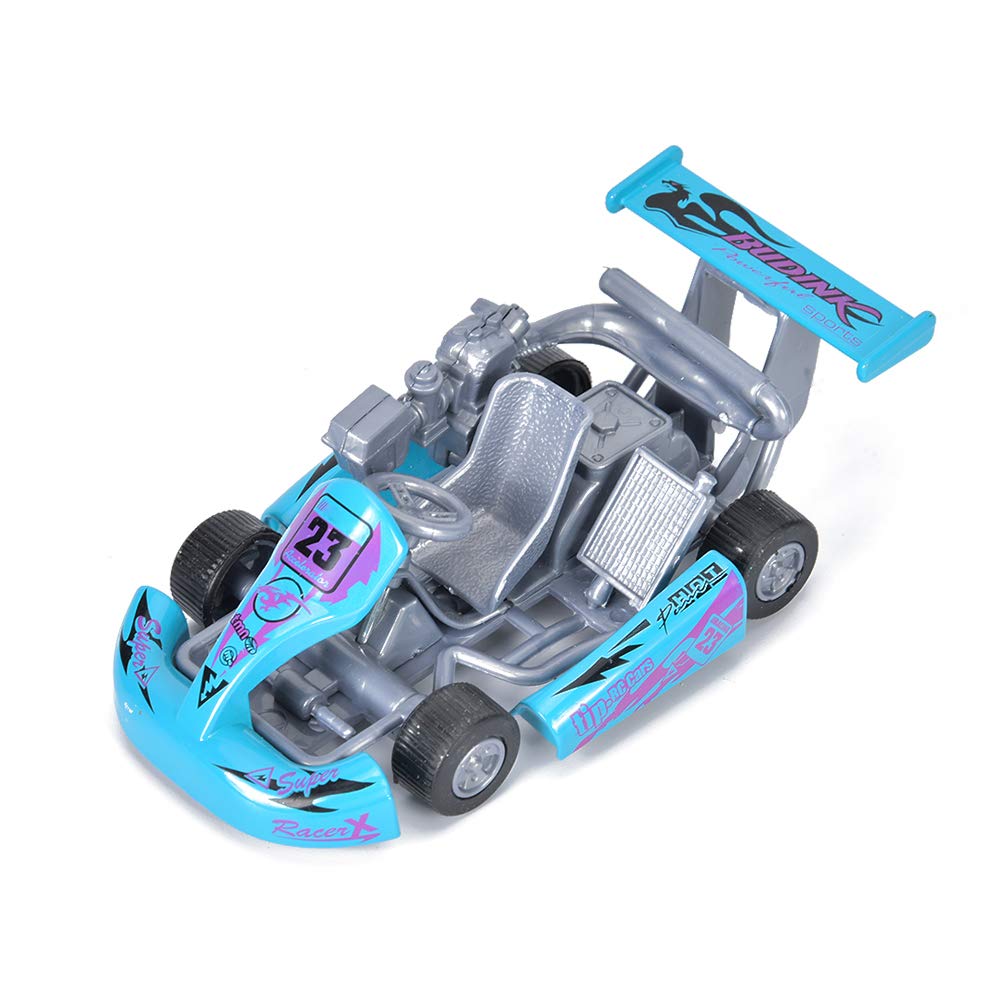 Akozon 1:32 Scale Alloy Go Kart Racing Car Model Pull Back Ornaments for (Blue)