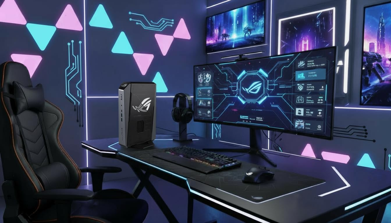 ROG GR70 Mini-Gaming-PC mit AMD Ryzen 9 9955HX3D-CPU, GeForce RTX 5070, Unterstützung für fünf 4K-Displays, Wi-Fi 7, ARGB-Beleuchtung für AAA-Gaming und KI-Anwendungen (32GB RAM + 2TB SSD)