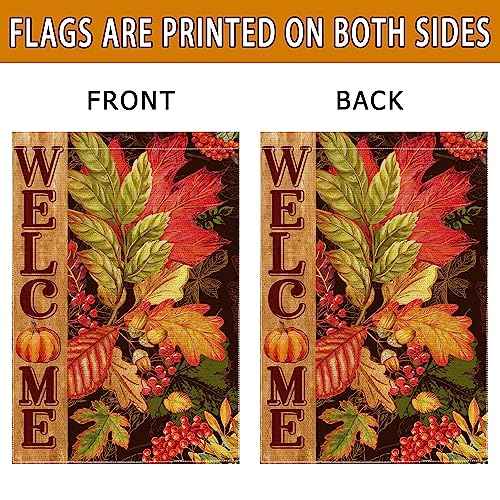 Hexagram Fall Garden Flag, Welcome Fall Maple Leaves Garden Flags 12X18 Double Sided, Autumn Yard Flag Burlap Fall Thanksgiving Decorations For Home Indoor Outdoor Outside Porch Patio Garden thumb #5