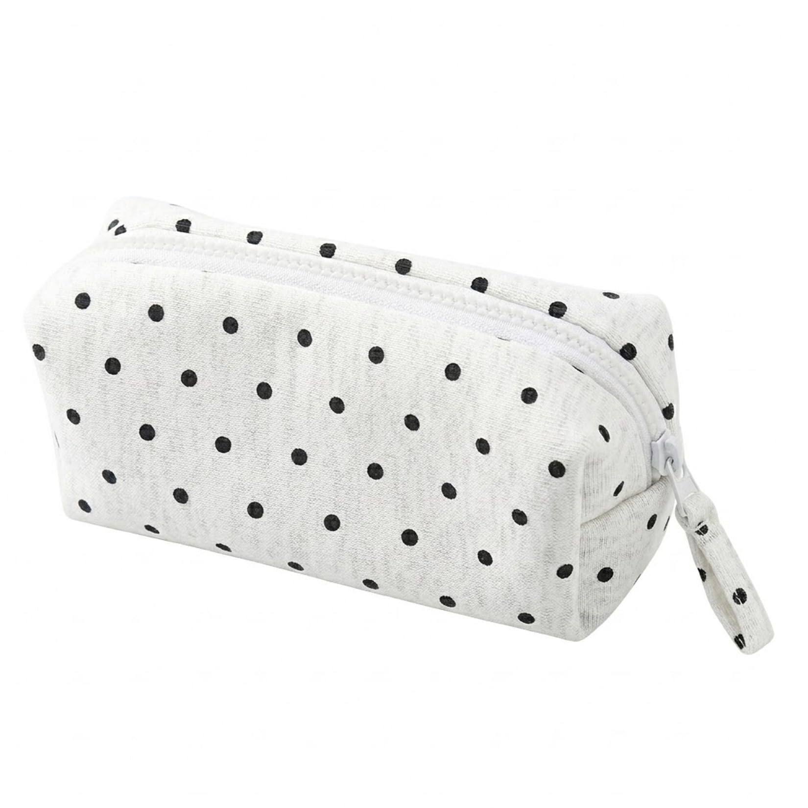 RubyTint Polka Dot Pencil Case with Handle, Soft Fabric Zipper Pouch for Pens, Makeup, and Travel Essentials, Lightweight Organizer for School, Office, and Daily Use