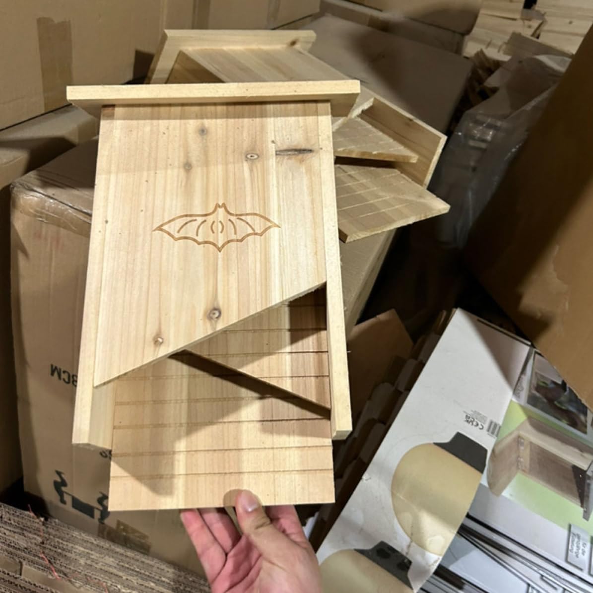 Operitacx Casetta per Pipistrelli Fatta a Mano da Esterno in Legno Beige