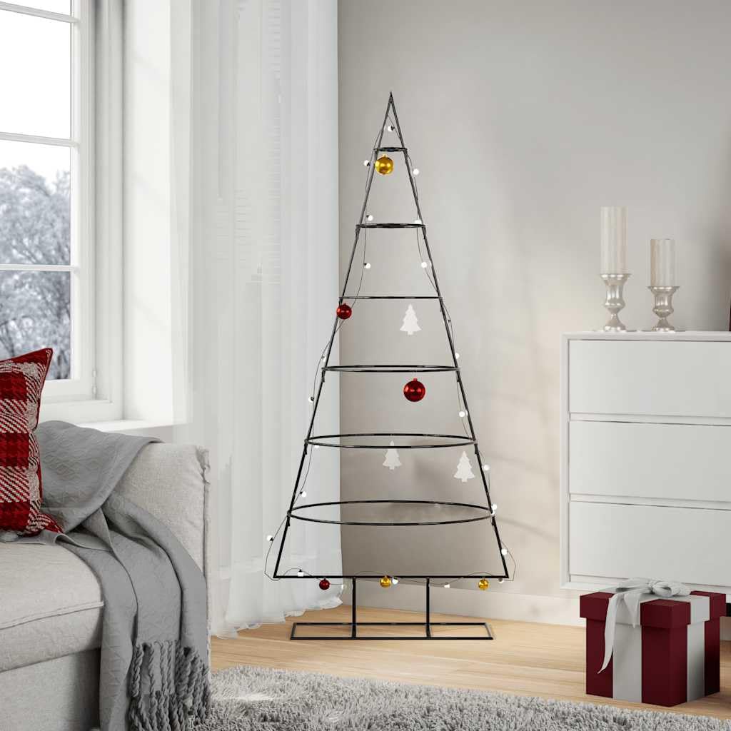 vidaXL Árbol de Navidad para decoración Metal Negro 150 cm