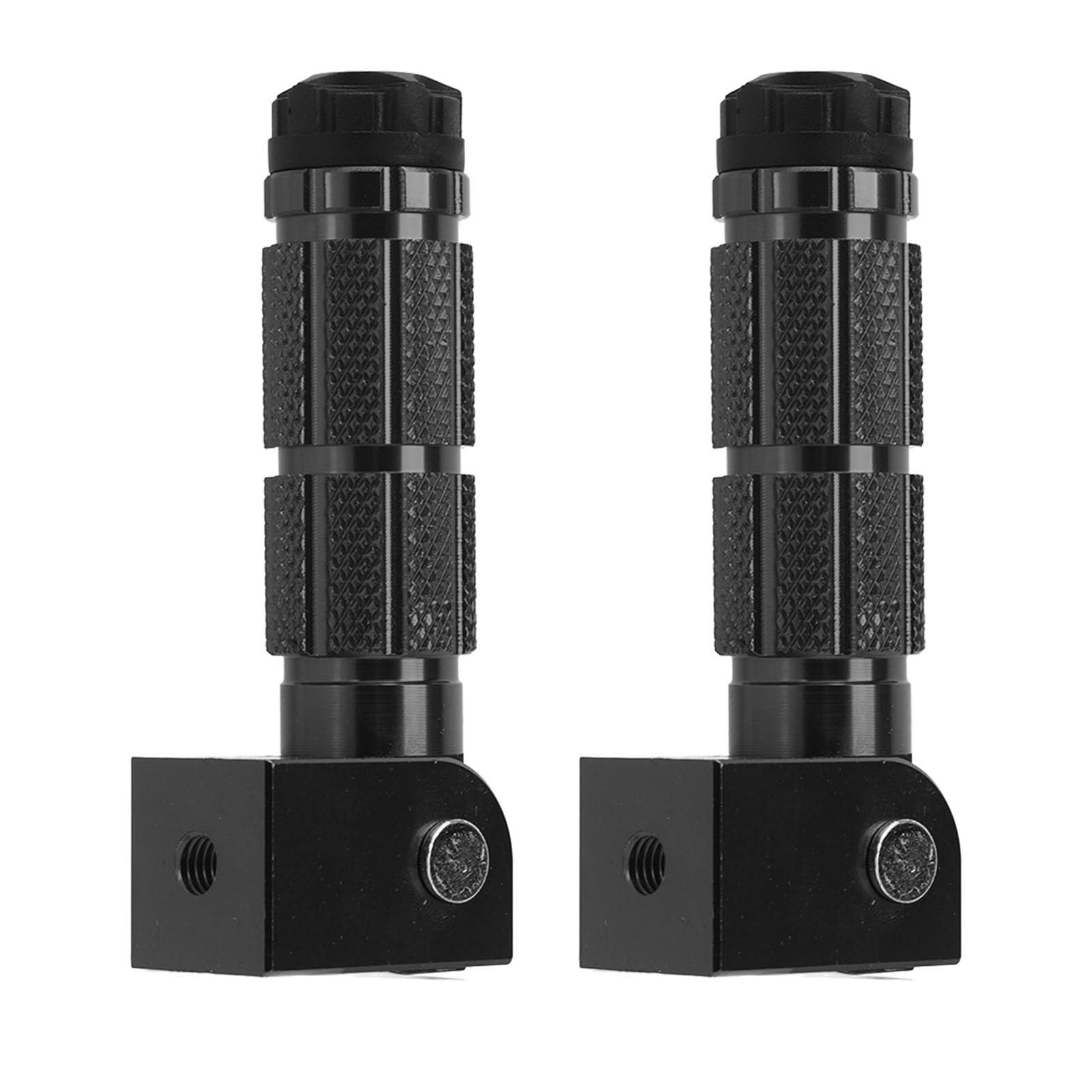 Chiciris 2pcs Moto Passeggero Poggiapiedi Pieghevole Pedali 90 Gradi Pedane Posteriore Set In Lega Di Alluminio Antiscivolo M8 Installare Bulloni (Nero)